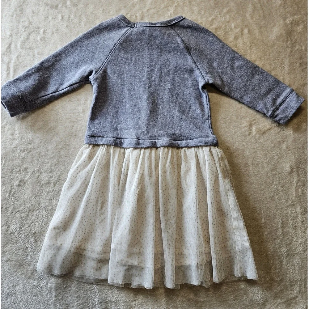 Baby Gap Toddler Girl Dress 4T Gray Long Sleeve Sweater Top Cream Tulle‎